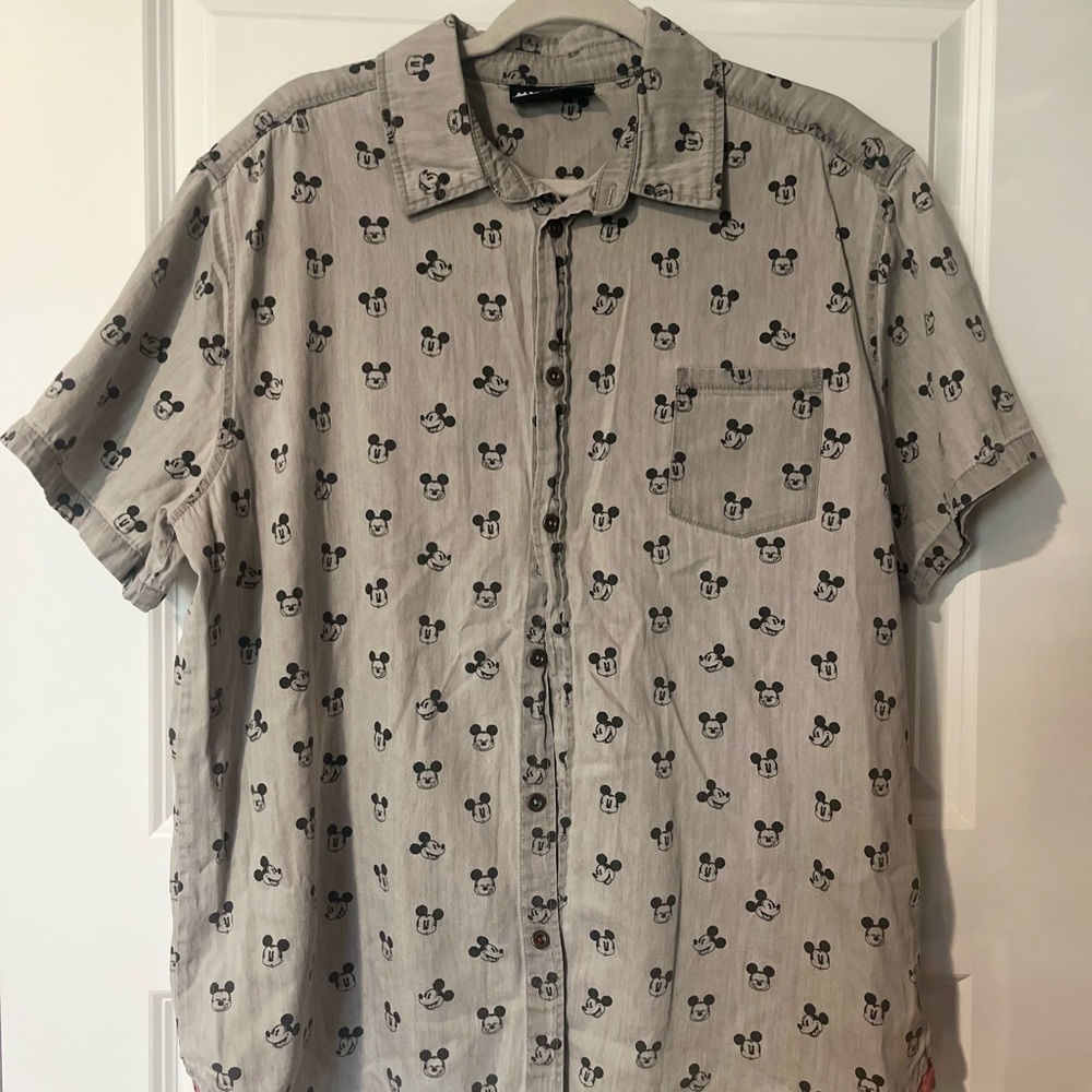 Disney Gray Mickey Mouse Men's Casual Shirt